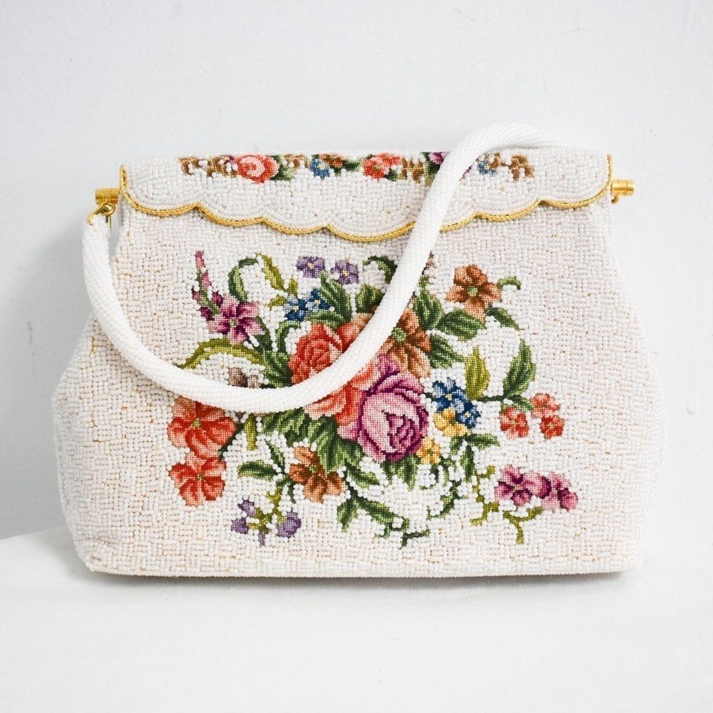 Vintage Denise Francelle Bag
Floral Petit Point and Ivory Pavé Bead
1950